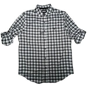 Bass Outdoor Black White‎ Plaid Long Sleeve Button Up Shirt Men S BA42C161